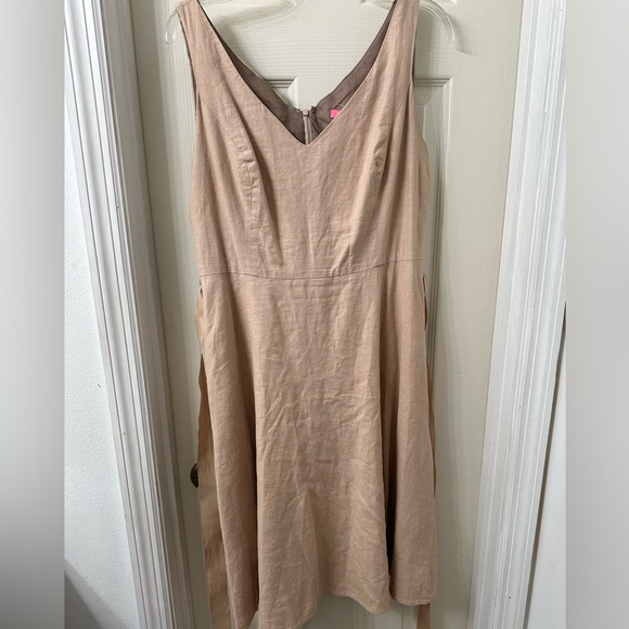 Isaac Mizrahi | Dresses | Isaac Mizrahi Linen Cotton Square Neck Fit And  Flare Dress Size Med Large Zip | Poshmark